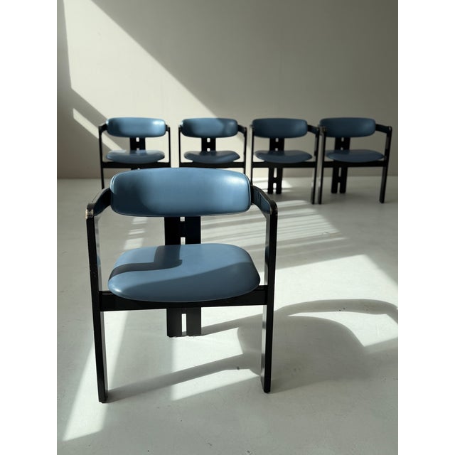 Pamplona Dining Chairs and Table in Petrol Leather by Augusto Savini for Pozzi, Italy, 1970, Set of 7 For Sale - Image 9 of 18