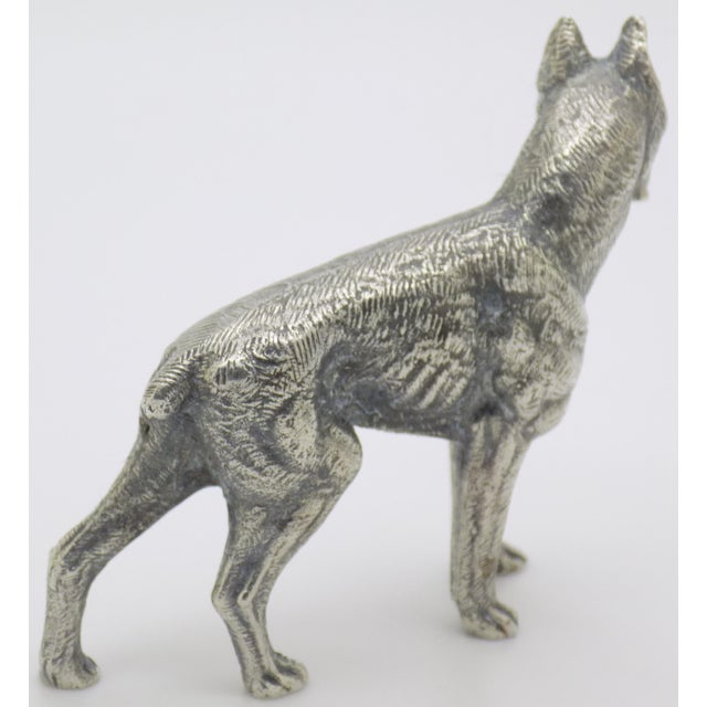 Vintage Italian Handmade Genuine Silver Detailed Boxer Dog Large and Heavy Rare Solid Figurine For Sale - Image 6 of 11