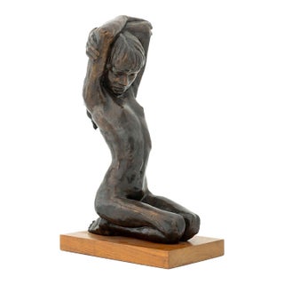 Desmond Fountain Kneeling Nude Patinated Bronze For Sale