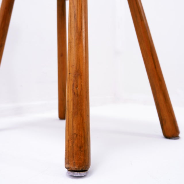 Wood Rustic Pine Stool with Four Legs, 1960s For Sale - Image 7 of 12