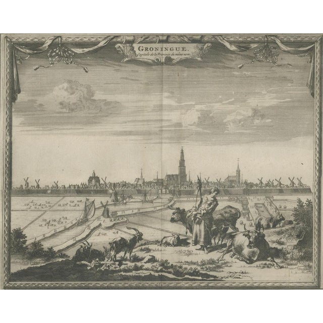van der Aa, Groningen Across the Fields — Dutch City View, 1710s, Engraving For Sale - Image 4 of 11