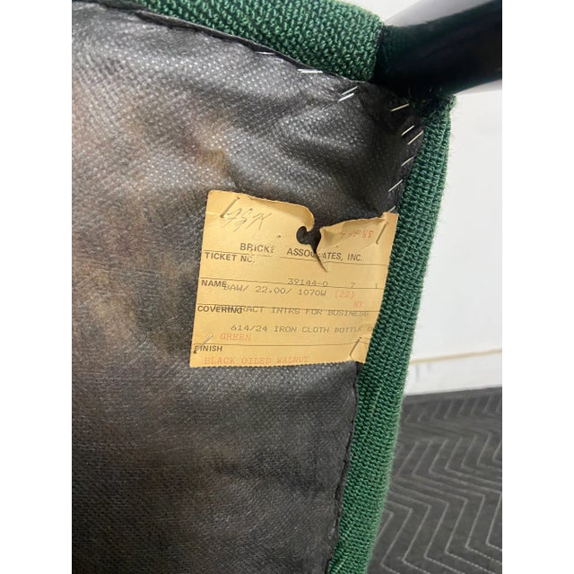 Late 20th Century Ward Bennett 'Bankers' Chairs With Forest Green Fabric and Black Frame - Set of 6 For Sale - Image 11 of 11