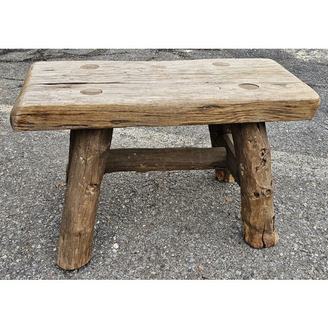 Mid 20th Century Early American Style Rustic Stretcher Pine Log Bench For Sale In Washington DC - Image 6 of 8
