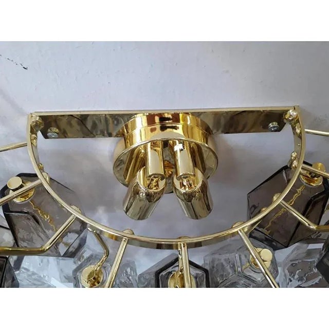 Transparent and Fumè Poliedro Murano Glass Wall Sconces by Simoeng, Set of 2 For Sale - Image 4 of 6