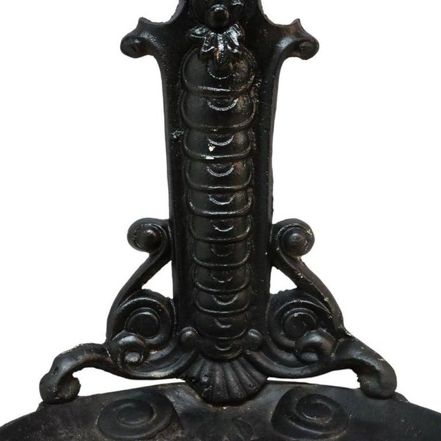 British Embossed Figural & Floral Cast Iron Umbrella Stand, Signed, C1880 For Sale - Image 4 of 11