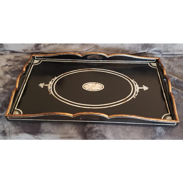 Ej Victor Tray Table - Hardwood Solids With Mother of Pearl Inlay and Gold Accents W/Original Documentation For Sale - Image 16 of 18
