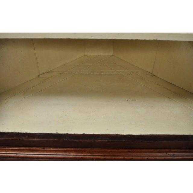 Antique Colonial Primitive Cherry Wood Glass Front Corner China Cabinet Cupboard For Sale - Image 16 of 18