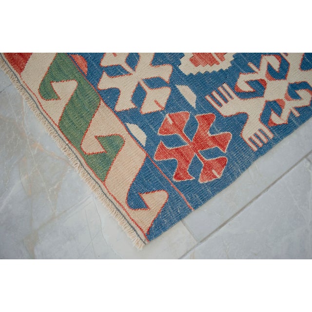 Hand Woven Turkish Kilim Rug Flat Weave Wool Area Oushak Rug For Sale - Image 13 of 13