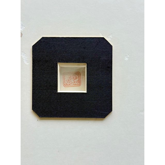 Framed Rare Japanese Woodblock Print Le Lotus Noir Chine by Paul Jacoulet For Sale - Image 14 of 16