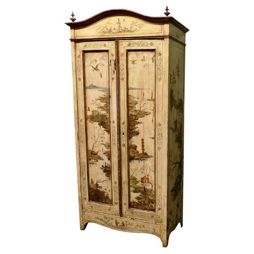 Antique Painted Chinoiserie Lacquer Cupboard with Outdoor Scenes, 1850 For Sale - Image 10 of 10