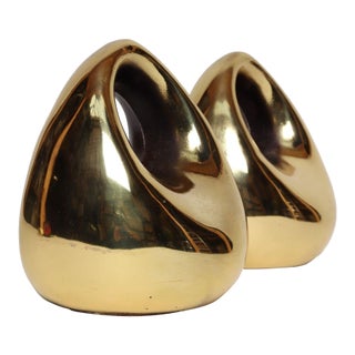 Vintage Brass Finish "Orb" Bookends by Ben Seibel for Jenfred Ware For Sale
