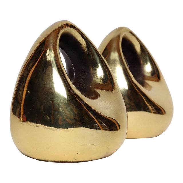 Vintage Brass Finish "Orb" Bookends by Ben Seibel for Jenfred Ware For Sale
