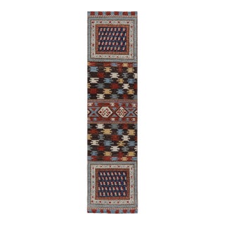 Rug & Kilim’s Caucasian Style Runner Rug With Polychromatic Geometric Patterns For Sale