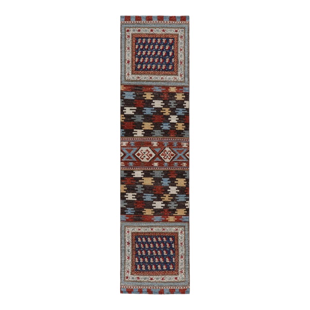 Rug & Kilim’s Caucasian Style Runner Rug With Polychromatic Geometric Patterns For Sale