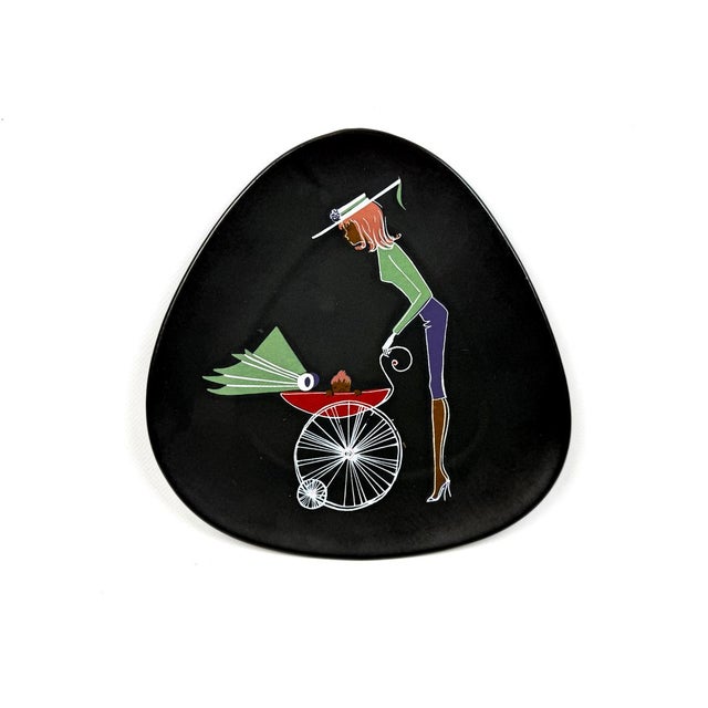 Black Vintage Teenager Series Ceramic Wall Plate by Ursula Schönhaber for Ü-Keramik, 1950s For Sale - Image 8 of 8