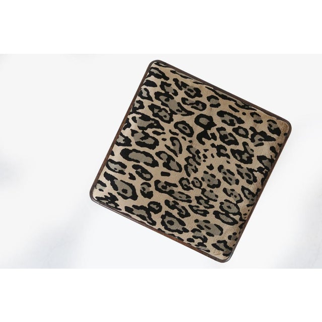 Art Deco Stool with Leopard Print Upholstery, France, 1930s For Sale - Image 6 of 10