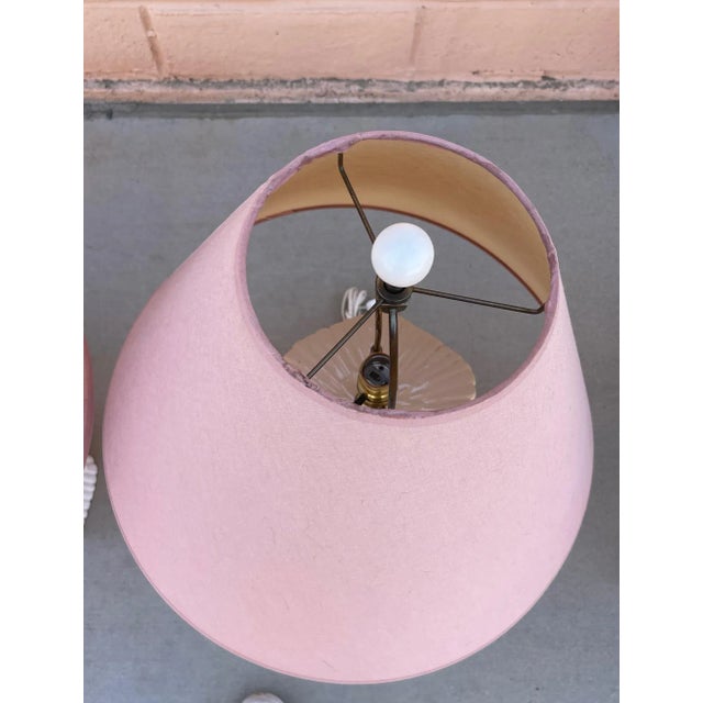 Underwriters Laboratories Pair of White Faux Bamboo Ceramic Table Lamps W/Shade For Sale - Image 4 of 8