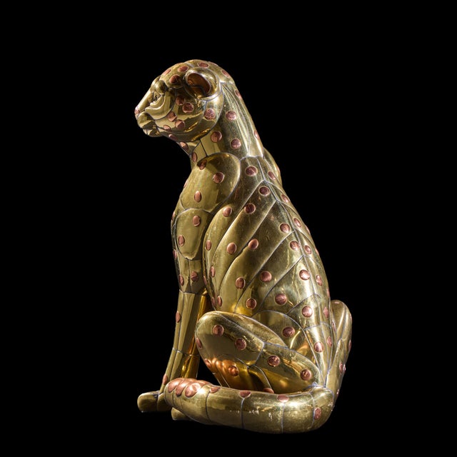 Mid-Century Modern Carlos Del Conde Mid Century Welded Brass Leopard Cat Signed Sculpture For Sale - Image 3 of 9