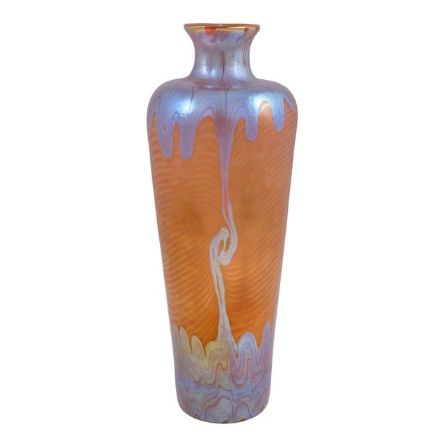 Art Nouveau PG 1/214 Vase in Orange, Blue and Silver Glass from Johann Loetz Witwe, 1901 For Sale - Image 3 of 10