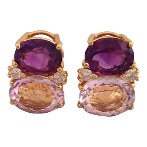 Christina Addison Medium Gum Drop™ Earrings With Amethyst and Pale Amethyst and Diamonds - a Pair