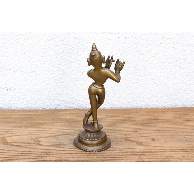 Brass 19th Century Indian Brass Krishna Figure For Sale - Image 8 of 10