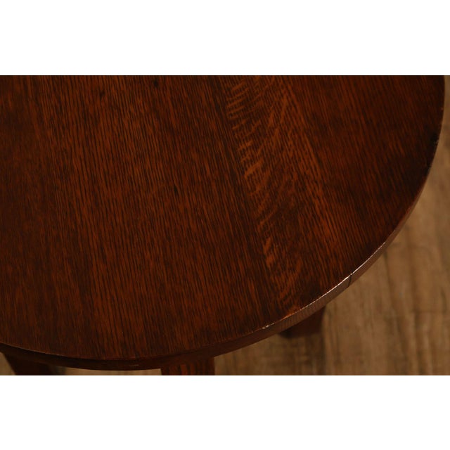 Arts And Crafts Style Round Oak Lamp Table For Sale - Image 4 of 18