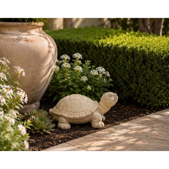 Stone Vintage Cast Stone Turtle Garden Statue For Sale - Image 7 of 12