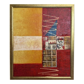 Original Abstract Textured Oil Painting by Alena Kalen "Totem" Framed, Coa For Sale