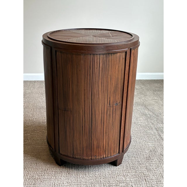Wood Late 20th Century McGuire Round Glass Top Bamboo-Style Dining / Center Table For Sale - Image 7 of 9
