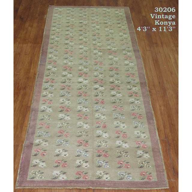 Mid 20th century Turkish Floral Gallery Runner