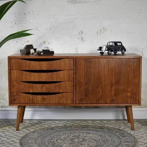 Classy Brown Mini Medium Sideboard by Pastform Dimensions: D 40 x W 100 x H 75 cm. Materials: Stained and varnished wood.