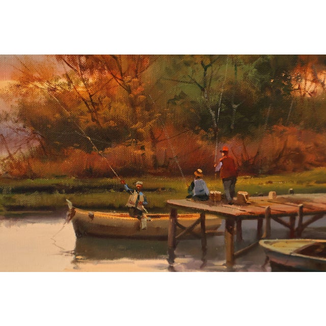 Salvador Caballero Tarde De Pesca Landscape Oil Painting For Sale - Image 16 of 18