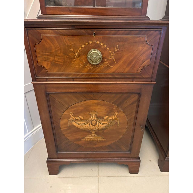 Antique Regency Mahogany Inlaid Astragal Glazed Library Bookcases, 1820, Set of 2 For Sale - Image 16 of 17