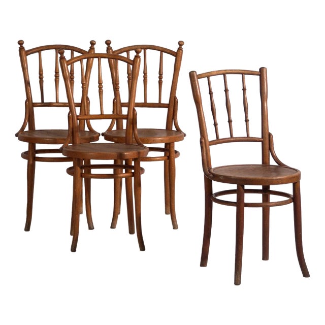 Antique Bentwood Chairs, Central Europe, 1900s, Set of 4 For Sale
