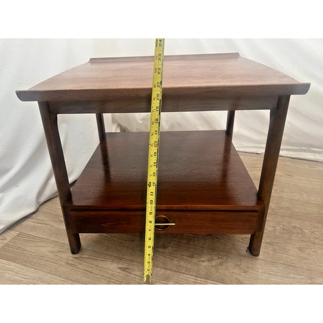 1960s Danish Mid Century Modern Lane Side Table, Nightstand, Bottom Drawer and Shelf For Sale - Image 9 of 12