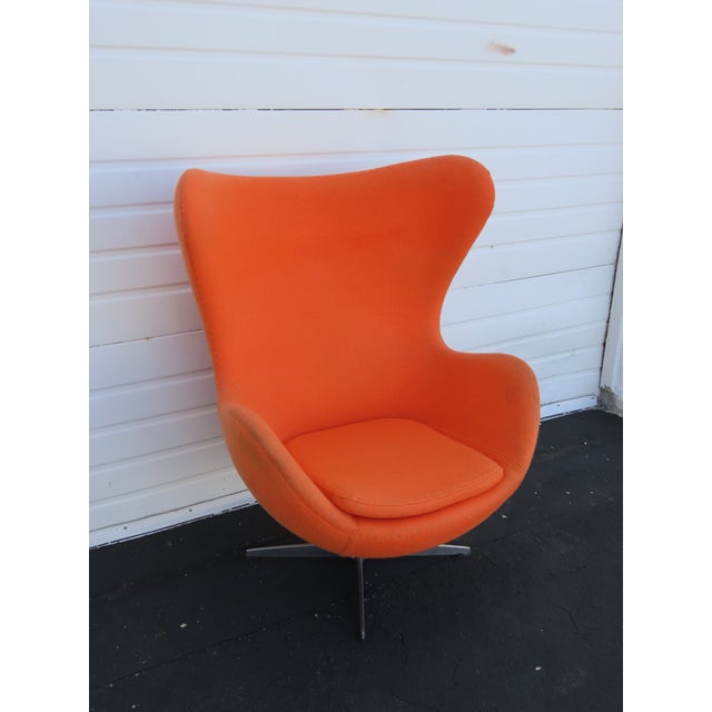 Mid Century Modern Swivel Rocking Orange Egg Chair Fritz Hansen Style 6608 For Sale - Image 16 of 18