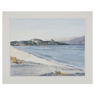 Lily Masson, The Long Beach, 1984, Tempera Drawing and Collage For Sale