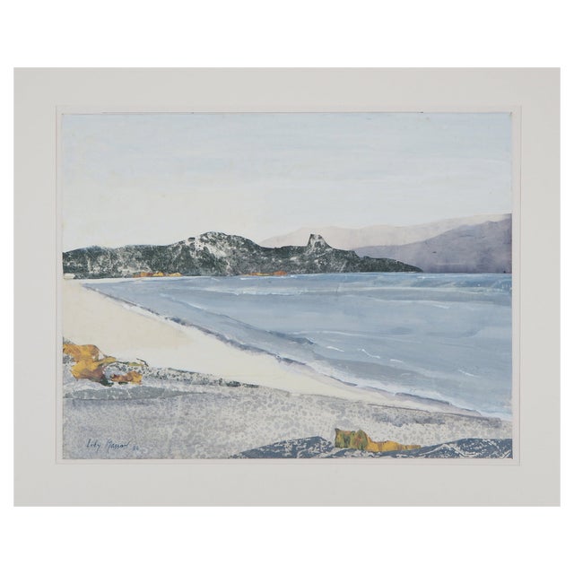 Lily Masson, The Long Beach, 1984, Tempera Drawing and Collage For Sale