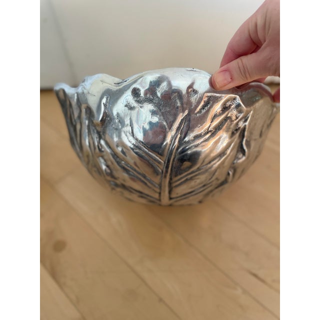 Large Mexican Pewter Cabbage Ware Leaf Serving Bowl For Sale In Chicago - Image 6 of 11