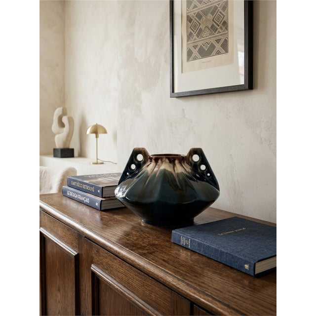 Art Deco Glazed Ceramic Vase by Thulin, Belgium, 1930s, in Worn conditions. Designed 1920 to 1949 This piece has an...