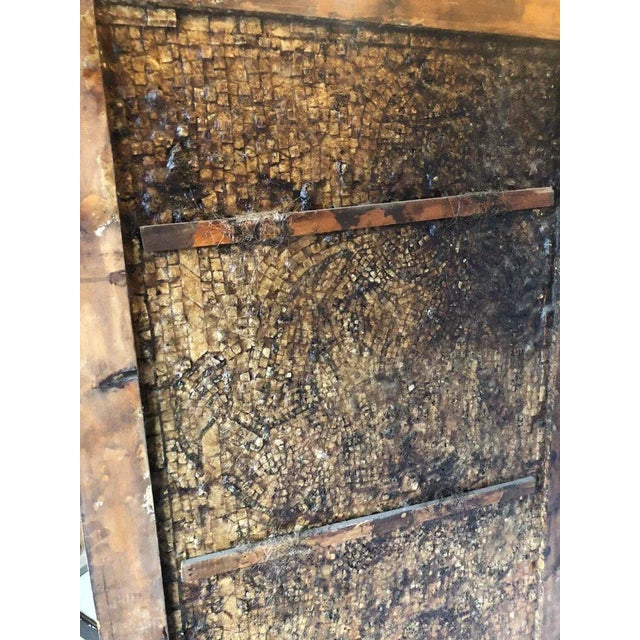 Wood Italian Mosaic Tile Wall Plaque or Table Top of a Centurion in Wood Carved Frame For Sale - Image 7 of 8