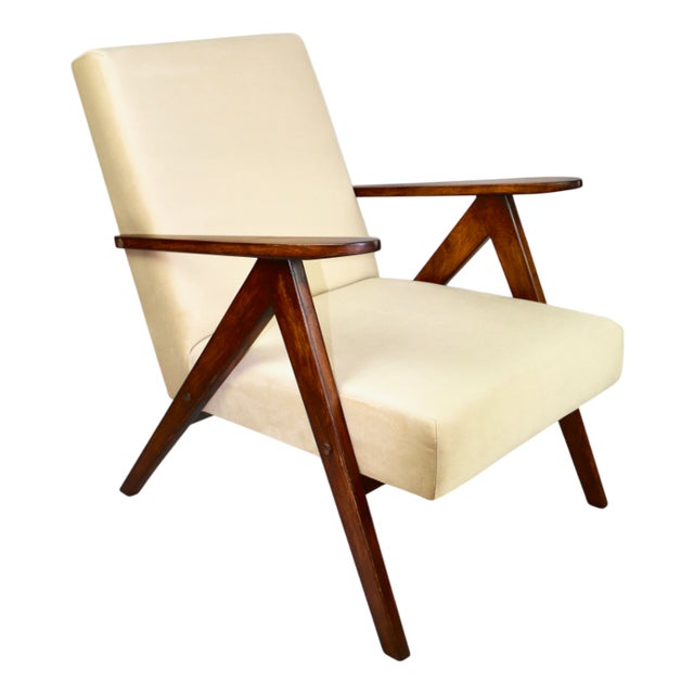 Model B-310 Armchair in Beige Light Velvet, 1970s For Sale