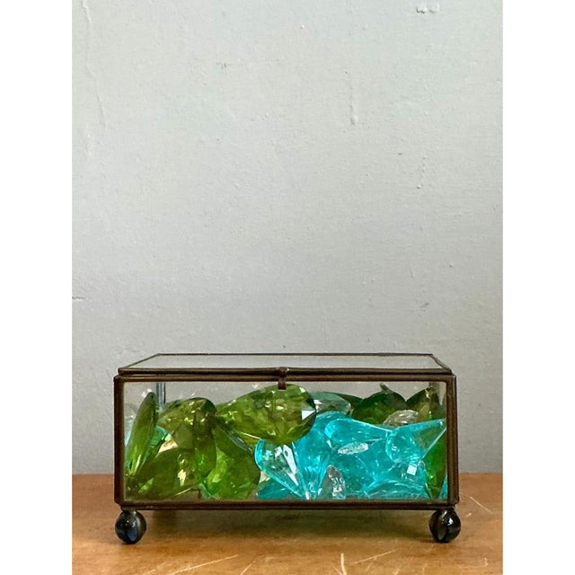 Transparent Retro Glass Display Box With Crystal and Resin Prisms For Sale - Image 8 of 12