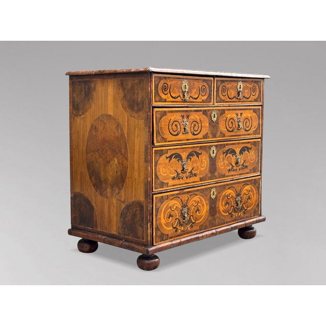 Antique William & Mary Oyster Marquetry Chest, 1680 For Sale - Image 3 of 18