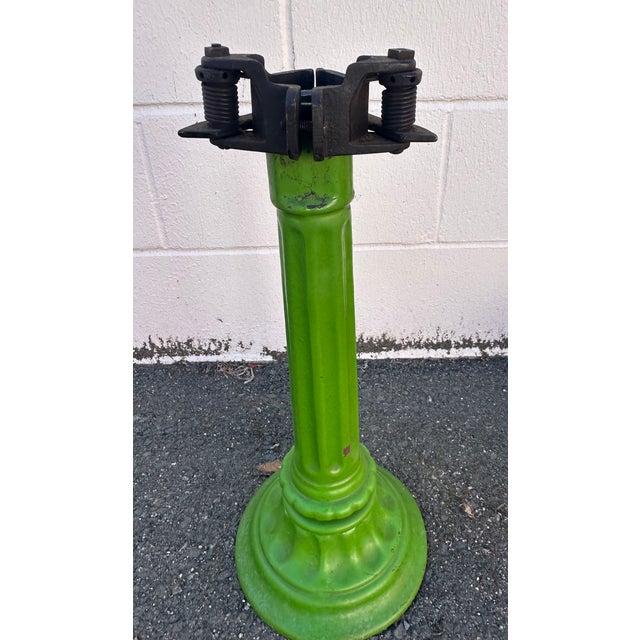 A Pair of Early 20th-Century Cast Iron Soda Fountain Swivel Stools With Greek Key Backs. For Sale - Image 9 of 18