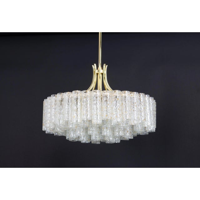 Large Doria Ice Glass Tubes Chandelier, Germany, 1960s For Sale - Image 9 of 12