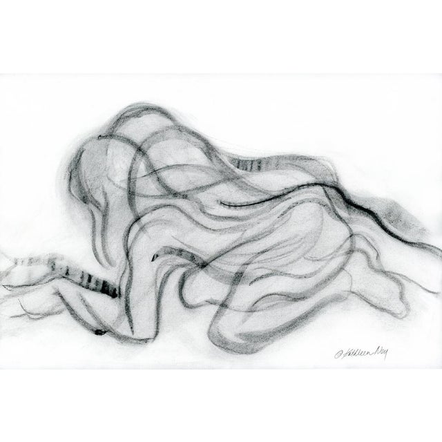 Semi Abstact Original Charcoal Drawing, Water Imaging For Sale