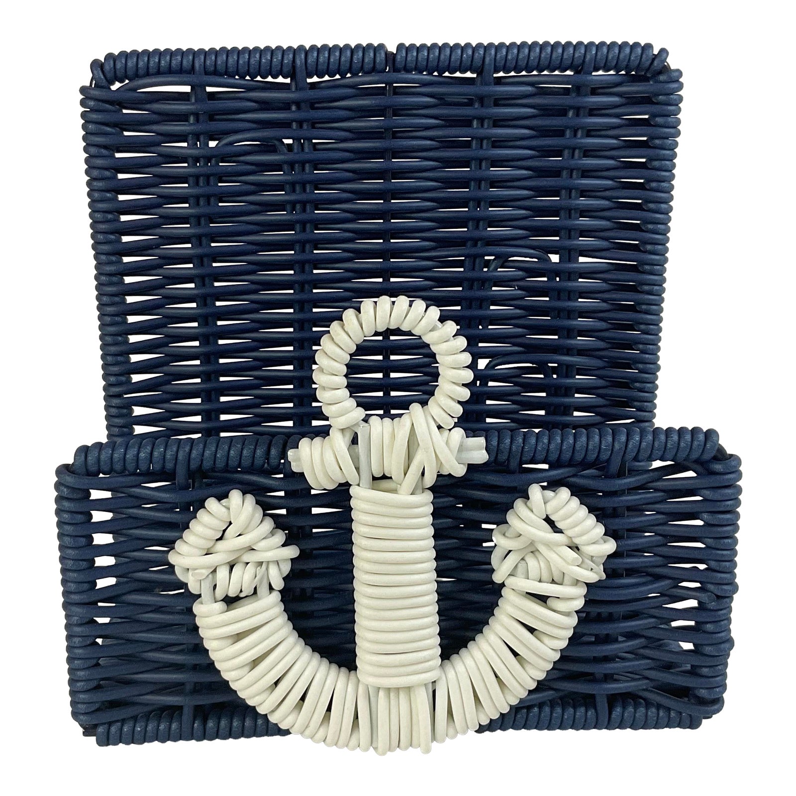 1990s Coastal Faux Wicker Anchor LetterNapkin Holder Chairish