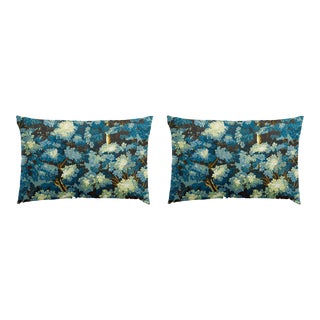 Pair of Linen Pillow Cushions - Joli Bois Pattern - Designed and Made in Paris For Sale