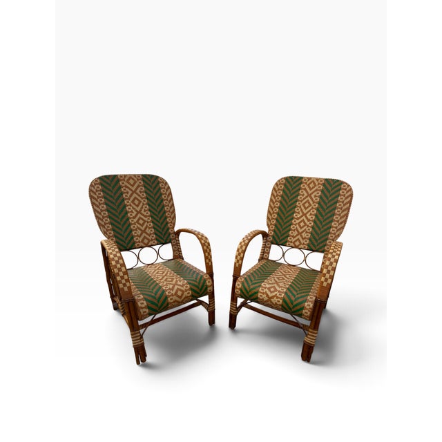 Rattan Armchairs in the style of Audoux Minet, France, 1950s, Set of 2 For Sale - Image 17 of 18